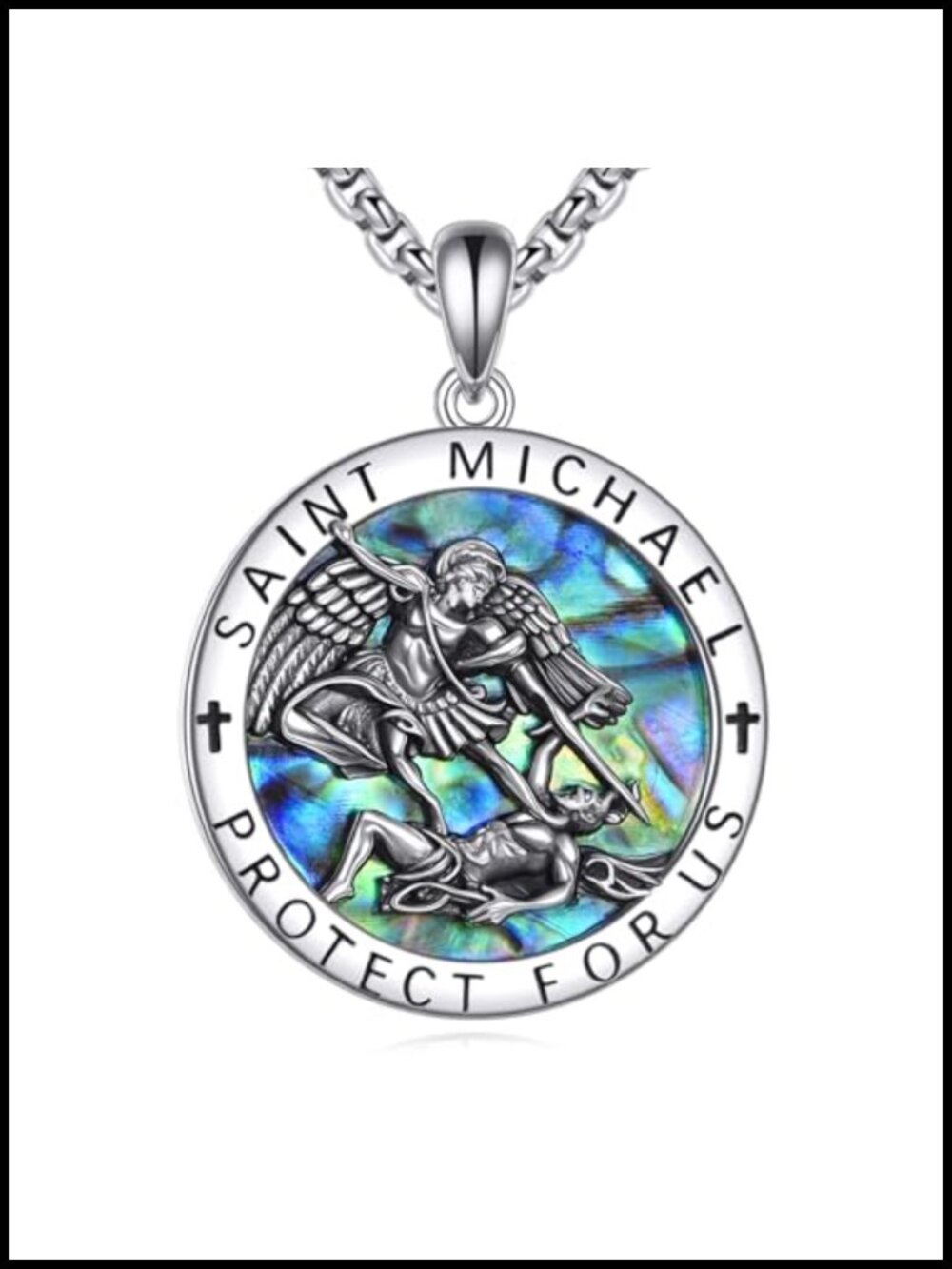 925 Sterling Silver St Michael Archangel Pendant Necklace Religious Protection